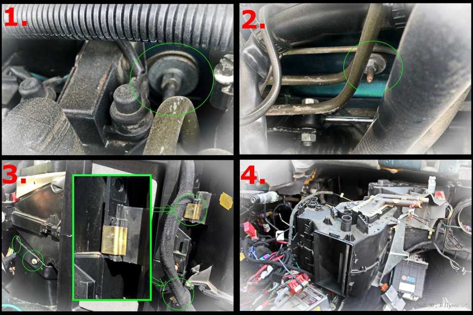 Порядок работ по замене вентилятора печки на Audi A6 С4 без снятия отопителя салона